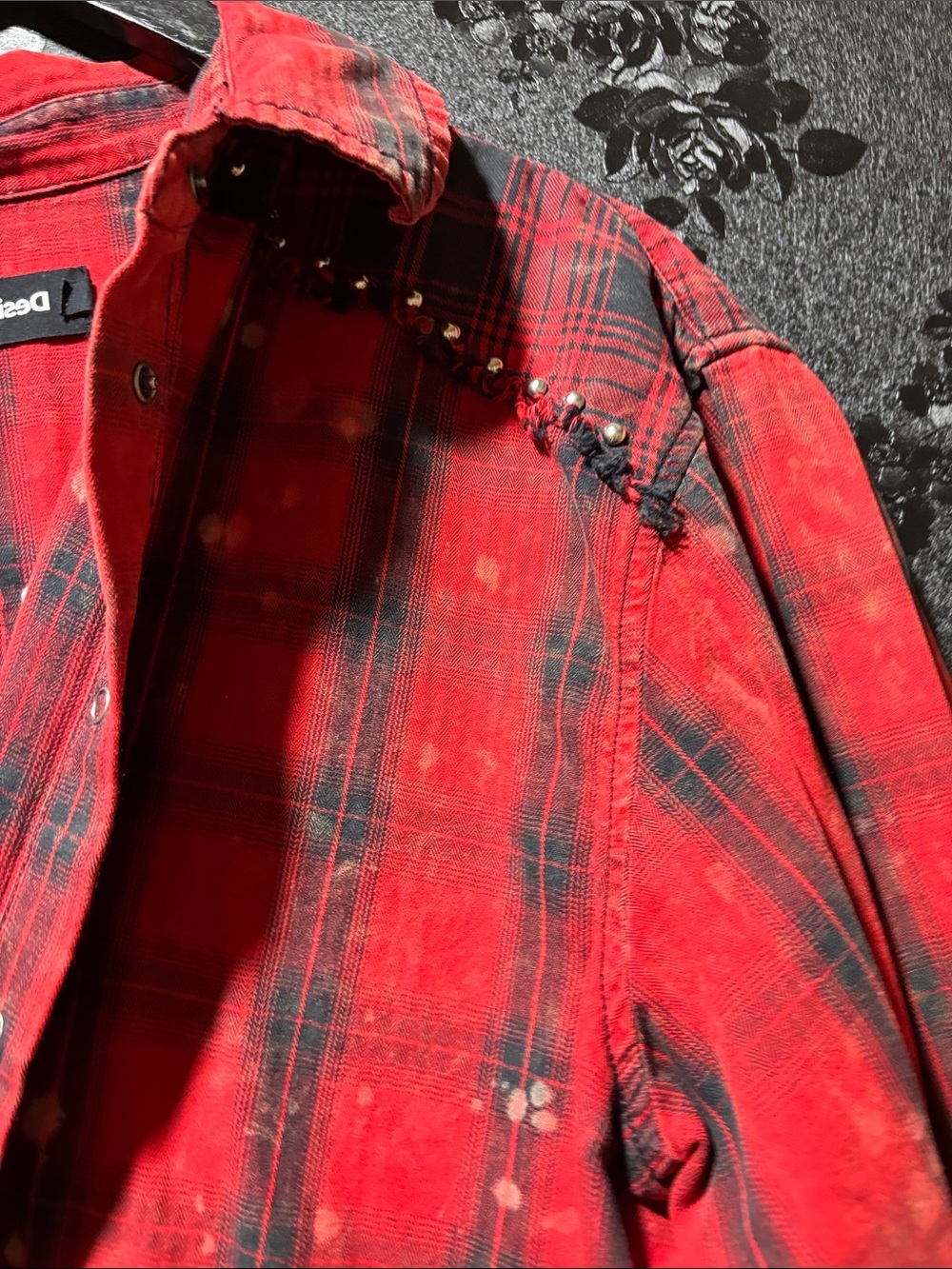 Desigual Punk Grunge Plaid Shirt - Fall - Size XL - Gift Under $100 - Picture 9 of 10